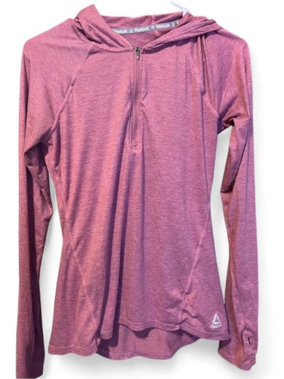 Reebok Women’s  1/2 Zip Hooded Top XS Pink Long Sleeve Active Pullover